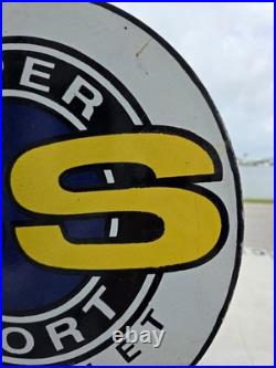 Large Vintage Chevrolet Super Sport Double-sided Porcelain Flange Sign 17