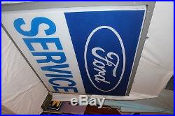 Large Vintage Ford Service Car Dealership Gas Oil 49 Sign WithHanging Frame