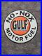 Large Vintage Gulf No-nox Motor Fuel Dealer Porcelain Gas Station Pump Sign 30