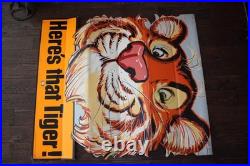 Large Vintage Humble Oil Esso Tiger Advertising Sign Lentcular Winking Eye Rare