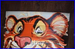 Large Vintage Humble Oil Esso Tiger Advertising Sign Lentcular Winking Eye Rare