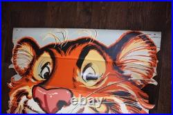 Large Vintage Humble Oil Esso Tiger Advertising Sign Lentcular Winking Eye Rare