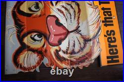 Large Vintage Humble Oil Esso Tiger Advertising Sign Lentcular Winking Eye Rare