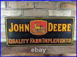 Large Vintage John Deere Tractor Porcelain Sign Farm Equipment 24 X 10.5