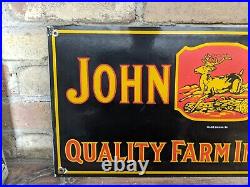 Large Vintage John Deere Tractor Porcelain Sign Farm Equipment 24 X 10.5