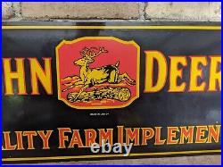 Large Vintage John Deere Tractor Porcelain Sign Farm Equipment 24 X 10.5