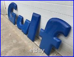 Large Vintage ORIGINAL GULF Gas Station Plastic Sign Letters Oil Can Pump