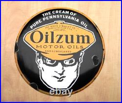 Large Vintage Oilzum Motor Oils Porcelain Metal Sign 16 Hydraulic Fluids Lube