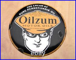 Large Vintage Oilzum Motor Oils Porcelain Metal Sign 16 Hydraulic Fluids Lube