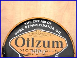 Large Vintage Oilzum Motor Oils Porcelain Metal Sign 16 Hydraulic Fluids Lube