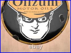 Large Vintage Oilzum Motor Oils Porcelain Metal Sign 16 Hydraulic Fluids Lube