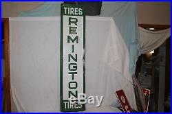 Large Vintage Remington Tires Tire Gas Oil 60 Embossed Metal Sign