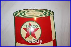Large Vintage c. 1950 Texaco Motor Oil Can Gas Station 36 Metal Sign
