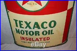 Large Vintage c. 1950 Texaco Motor Oil Can Gas Station 36 Metal Sign