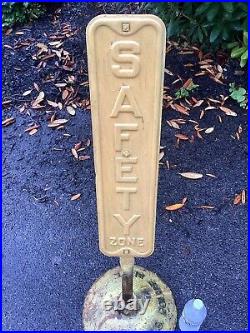 Lollipop sign base cast iron Safety Zone Maryland Police VTG MPLS Dept Double