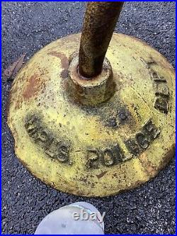 Lollipop sign base cast iron Safety Zone Maryland Police VTG MPLS Dept Double