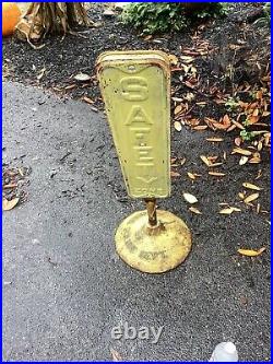 Lollipop sign base cast iron Safety Zone Maryland Police VTG MPLS Dept Double