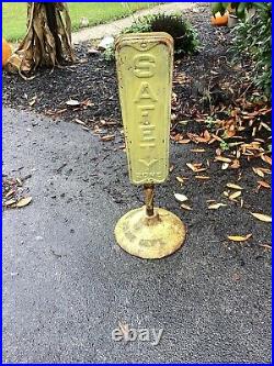 Lollipop sign base cast iron Safety Zone Maryland Police VTG MPLS Dept Double