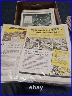 Lot Of 160 Vintage Oil And Gas Car Advertising Full Page Boarded