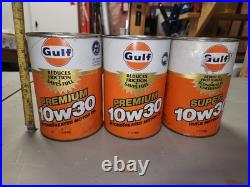 Lot Of 3 Vintage Gulf Canada Super 10W30 1 Litre Motor Oil Unopened Cans