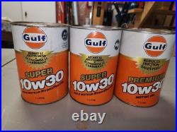 Lot Of 3 Vintage Gulf Canada Super 10W30 1 Litre Motor Oil Unopened Cans