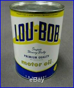 Lou-bob Vintage Oil Can Metal 1 Quart, Chicago Il, Super Hvy Duty Prem Oil Nice