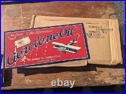 MAKE OFFER! Vintage Aerolene Indian Oil Metal Sign Airplane Gas NOS WithWax Paper