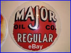Major Oil co. Regular ethyl glass pair of pump gas lenses globe vintage