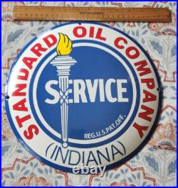 Mint Porcelain Standard Oil Company Indiana Sign Vintage Mint Porcelain Standard Oil Company Indiana Sign Vintage