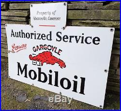 Mobil Gargoyle Porcelain Bottle Rack Sign 1920's Original Antique Vtg Gas/Oil