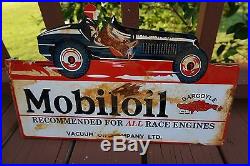 Mobiloil Gasoline Metal Flange Gas Oil Sign Pump Vintage Porcelain Gas Sign