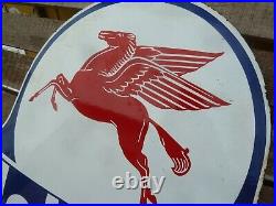 Mobiloil porcelain sign 22 vintage gasoline oil pump USA gas logo XXL Pegasus