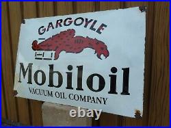 Mobiloil porcelain sign advertising vintage gasoline 24 oil gas USA Gargoyle