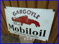 Mobiloil porcelain sign advertising vintage gasoline 24 oil gas USA Gargoyle