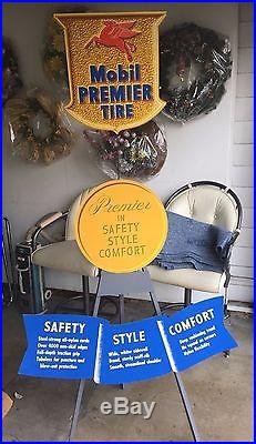 NEW IN BOX! Vtg. 50's 60's Large MOBIL PREMIER TIRE Display Stand SIGN GAS OIL