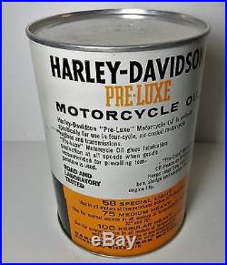 Nice Full Vintage Harley Davidson Pre-luxe Motorcycle 1 Qt Motor Oil Can