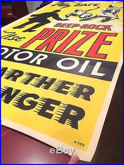 NOS Deep Rock Motor Oil BASEBALL Poster Banner VTG Gas Station Advertising Sign