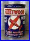 NOS FULL Fleetwood Motor Oil Quart Can Lead Seam Vintage Traymore Lubricants
