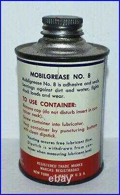 NOS Vintage MOBILGREASE No 8 Mobil Oil Pegasus Advertising Can