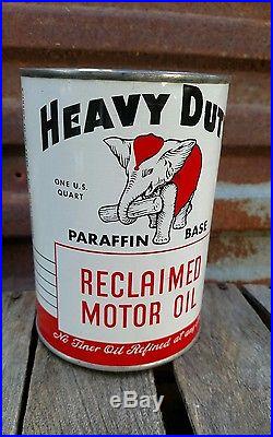 Near Mint NOS FULL 1950's Vintage Heavy Duty Motor Oil Can Metal 1 Quart Qt Tin