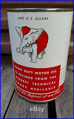 Near Mint NOS FULL 1950's Vintage Heavy Duty Motor Oil Can Metal 1 Quart Qt Tin
