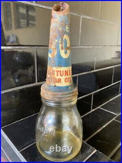 Neptune Tin Top with Genuine Vintage Glass 500ml Motor Oil Bottle
