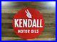 Nice Vintage KENDALL MOTOR OILS Double Sided Red 24 Inch Round Metal Sign