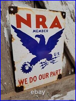Nra Vintage Porcelain Sign Gas Oil National Government Recovery Agency Service