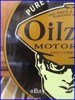 Oilzum Motor Oil Porcelain Vintage Sign Garage Rare Pennsylvania 18 Gas Decor