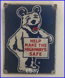 OLD ORIGINAL 1950's Vintage BEAR ALIGNMENT Old Gas & Oil Station Metal Sign