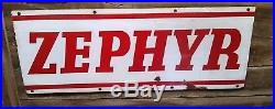 OLD ORIGINAL Vintage ZEPHYR GASOLINE 40 Tin Sign Gas OiL Station Display RARE