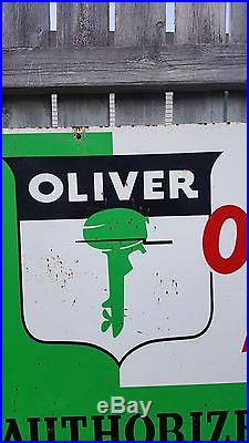 OLIVER Outboard Motors Dealer Heavy Metal Sign Service Boat Auto Gas Oil Vintage