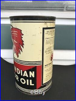 Oil Can Imperial Quart Red Indian Oil Empty Vintage Canada