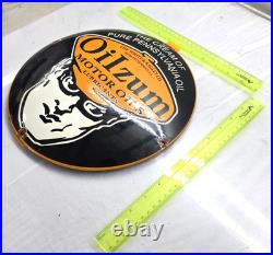 Oilzum Motor Oils 12 Vintage Genuine Porcelain Sign Pump Plate Gas Station Bble